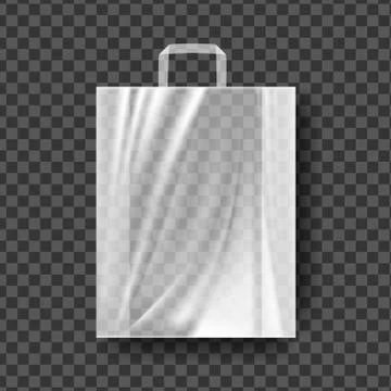 Plastic Shopping Bag Vector. Transparent Shopping Bag With Handle Wrap. Empty Illustration