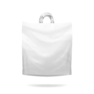 Plastic Shopping Bag Vector. White Empty Realistic Mock Up. Good For Package Illustrazione stock