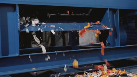 Plastic shredder. Plastic Recycling Container Shredder Waste Crusher. Fracti Stock Footage 147579585