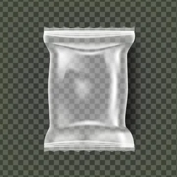 Plastic Snack Packaging . Pillow Bag Wrap. Empty Product Polyethylene Mock Up Stock Illustration