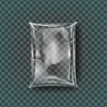 Plastic Snack Packaging Vector. Transparent Pillow Bag Wrap. Empty Product Stock Illustration