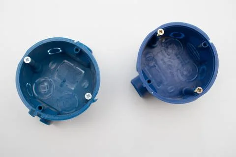 Plastic socket is an installation box for an outlet Stock Photos