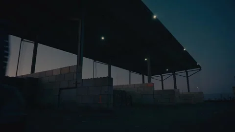 Plastic Sorting Facility Building Exterior with Forklift Working at Night 库存影片 331166571