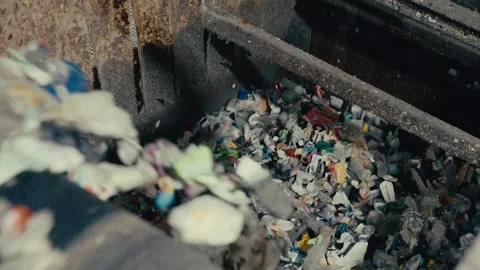 Plastic Sorting Facility Conveyor Belt System Recycling Waste Materials Stock Footage 331166512