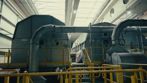 Plastic Sorting Facility with Industrial Machinery and Metal Ducting Systems 库存影片 331166473