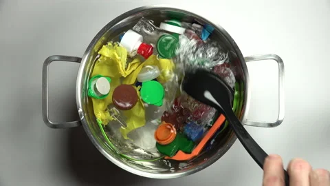 Plastic soup and global pollution concept, waste garbage litter in oceans Stock Footage 143320112