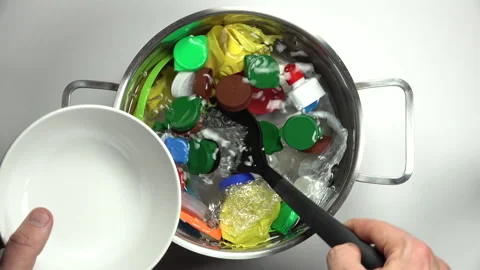 Plastic soup concept, worldwide pollution and environmental degradation Stock Footage 143315099