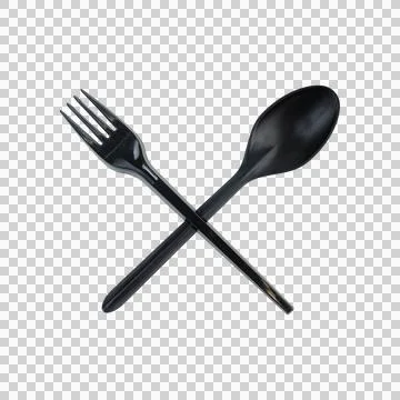 Plastic spoon and fork on a white background,png Foto stock