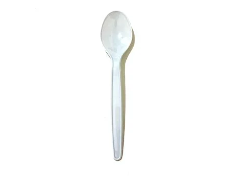 Plastic spoon isolated on white background Stock Photos