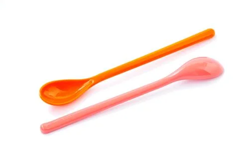 Plastic spoons Foto stock
