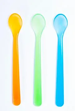 Plastic spoons Stock Photos