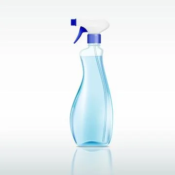 Plastic spray bottle with cleaning liquid 스톡 일러스트