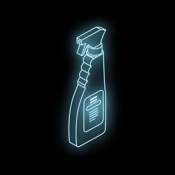 Plastic spray bottle with trigger illuminated with neon light Stock Illustration