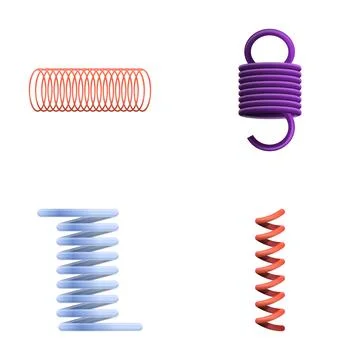 Plastic spring icons set cartoon vector. Repair work Stock Illustration