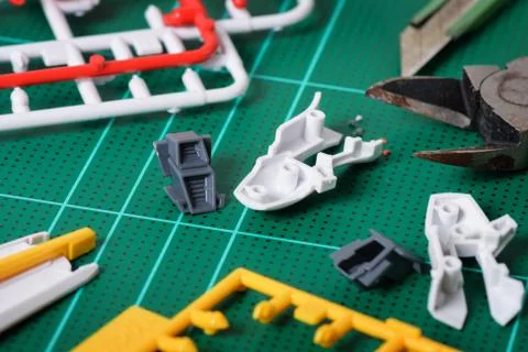 Plastic sprue of model kit Stock Photos