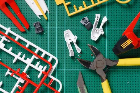 Plastic sprue of model kit Stock Photos