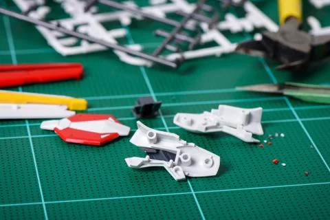 Plastic sprue of model kit Stock Photos