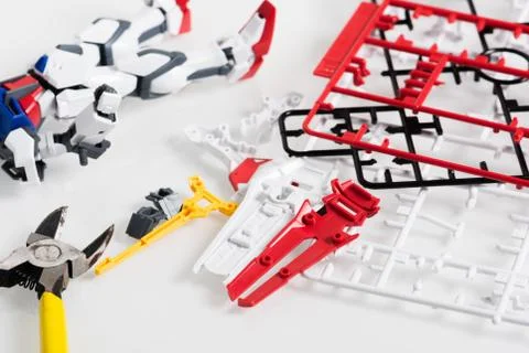 Plastic sprue of model kit Stock Photos