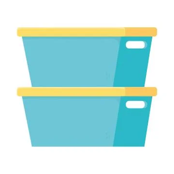 Plastic stack of buckets isolated icon design white background Stock Illustration