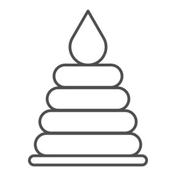 Plastic stacking ring toy for baby thin line icon, childhood concept, Pyramid Stock Illustration