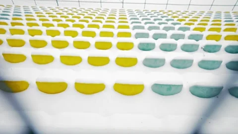Plastic Stadium Seats Covered by Snow Stock Footage 340483429