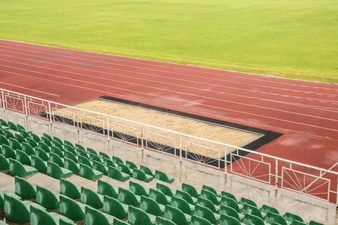 Plastic stadium seats Stock Photos