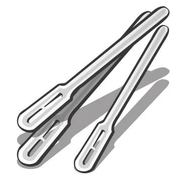 Plastic stirrer for coffee and tea isolated on white background. Vector cartoon Stock Illustration