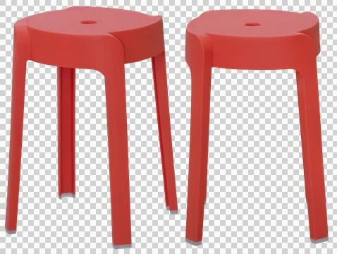 Plastic stool isolated, transparent background, household furniture PNG Stock Photos