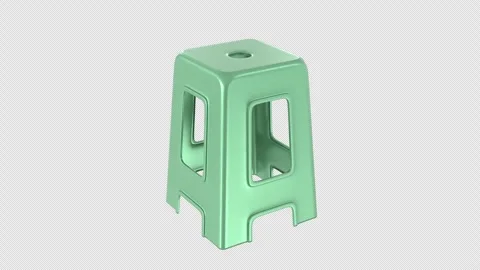 Plastic Stool Rotation Loop 3D Render on Transparent Background. 4K Vidéo 321191290