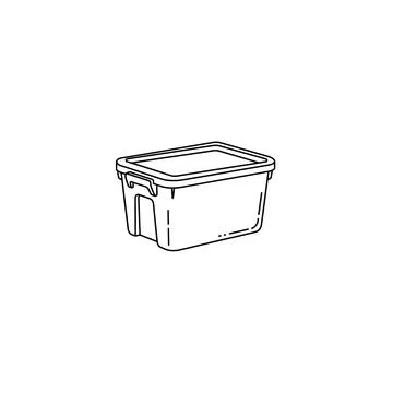 Plastic storage bin container line art illustration Stock Illustration