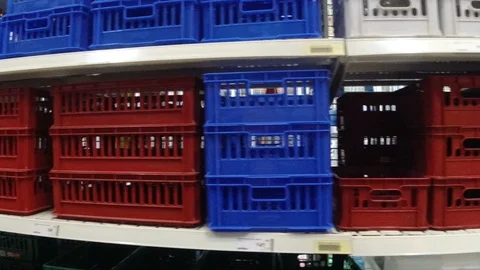 Plastic Storage Container In Supermarket Store Stock Footage 116484908