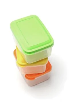 Plastic storage containers Stock Photos
