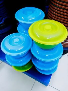 Plastic storage containers Stock Photos