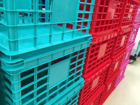 Plastic Storage Crates Stock Photos