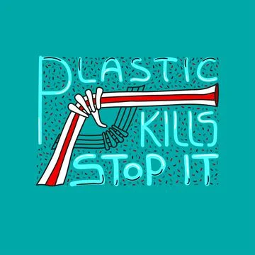 Plastic straw for juice in the form of weapons. Stock Illustration