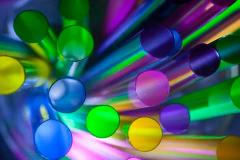 Plastic straws  in a night bar Foto stock