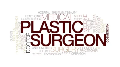 Plastic surgeon animated word cloud, text animation. Kinetic typography. Stock Footage 72998468