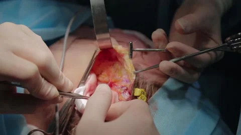 Plastic surgeon performs facelift surgery 動画素材 148046804