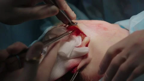 Plastic surgeon performs facelift surgery 動画素材 148047248