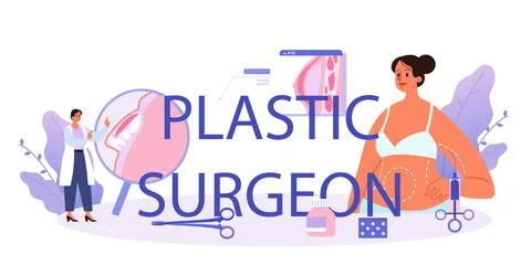 Plastic surgeon typographic header. Idea of body and face correction Stock Illustration