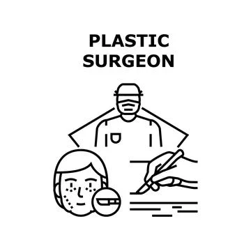 Plastic Surgeon Vector Concept Black Illustration Stock Illustration