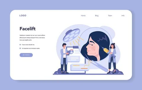 Plastic surgeon web banner or landing page. Idea of body and face correction. Stock Illustration
