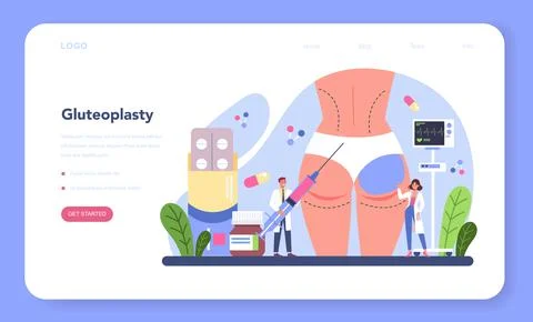 Plastic surgeon web banner or landing page. Idea of body and face Stock Illustration