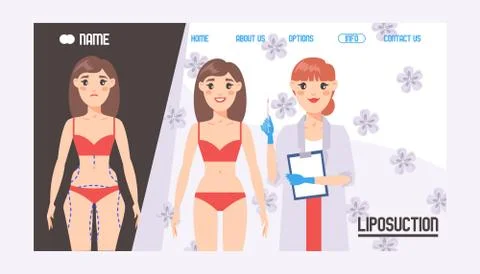Plastic surgery banner website design vector illustration. Face and body Stock Illustration