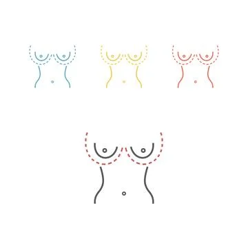 Plastic surgery of breast. Tits correction. Vector illustration for websites Stock Illustration
