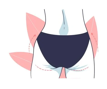 Plastic Surgery with Buttocks Body Part Correction in Aesthetic Beauty Clinic Stock Illustration