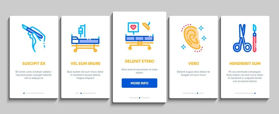 Plastic Surgery Clinic Onboarding Elements Icons Set Vector Stock Illustration