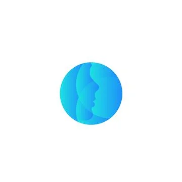 Plastic surgery company vector round logo. Abstract blue face silhouette. Face Stock Illustration