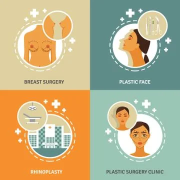 Plastic surgery concept 4 flat icons Illustration