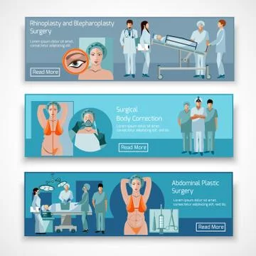 Plastic surgery concept 4 flat icons square Stock Illustration